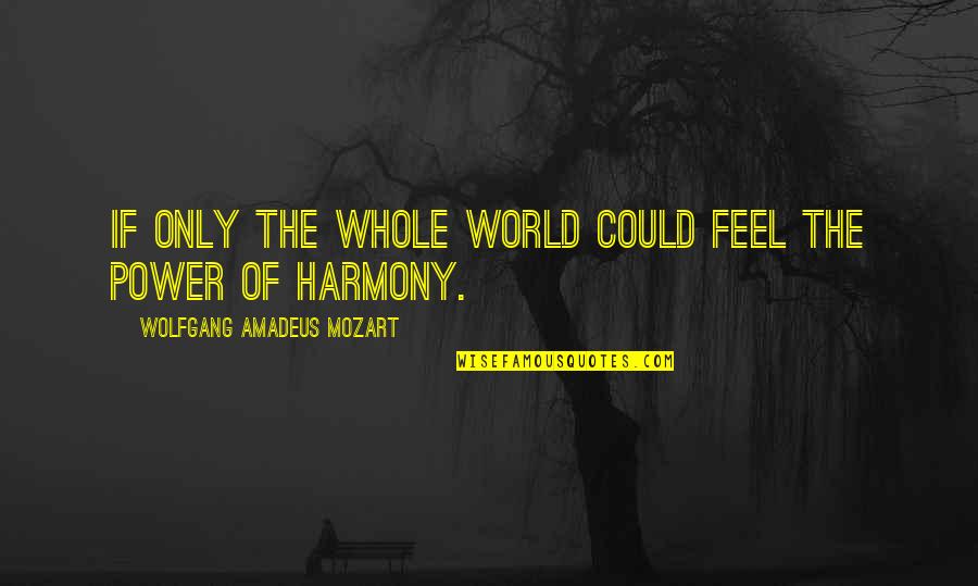 Power Of Music Quotes By Wolfgang Amadeus Mozart: If only the whole world could feel the