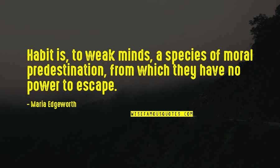 Power Of Our Minds Quotes By Maria Edgeworth: Habit is, to weak minds, a species of Power Of Our Minds Quotes By Maria Edgeworth: Habit is, to weak minds, a species of