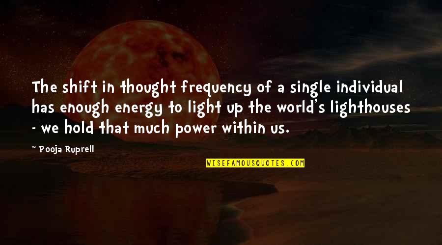 Power Of Thought Quotes By Pooja Ruprell: The shift in thought frequency of a single