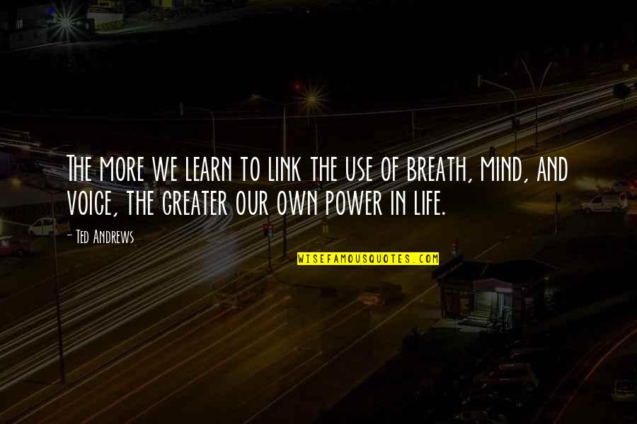 Power Of Voice Quotes By Ted Andrews: The more we learn to link the use