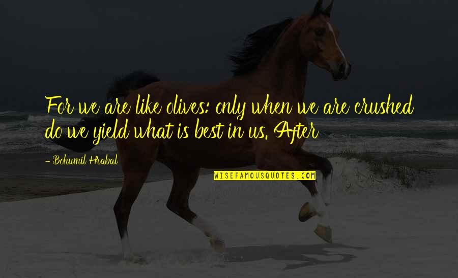 Power Rangers Quotes By Bohumil Hrabal: For we are like olives: only when we Power Rangers Quotes By Bohumil Hrabal: For we are like olives: only when we
