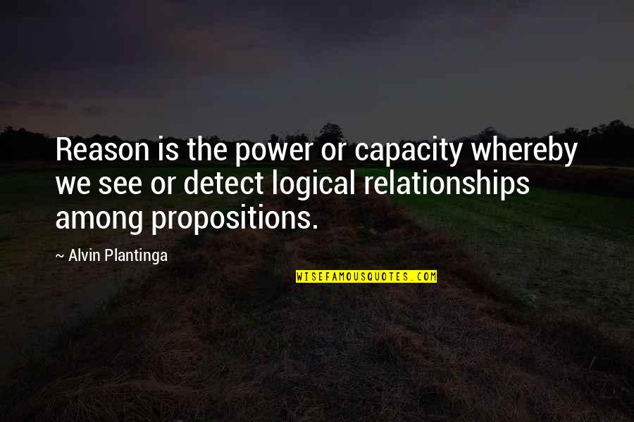 Power Relationships Quotes By Alvin Plantinga: Reason is the power or capacity whereby we