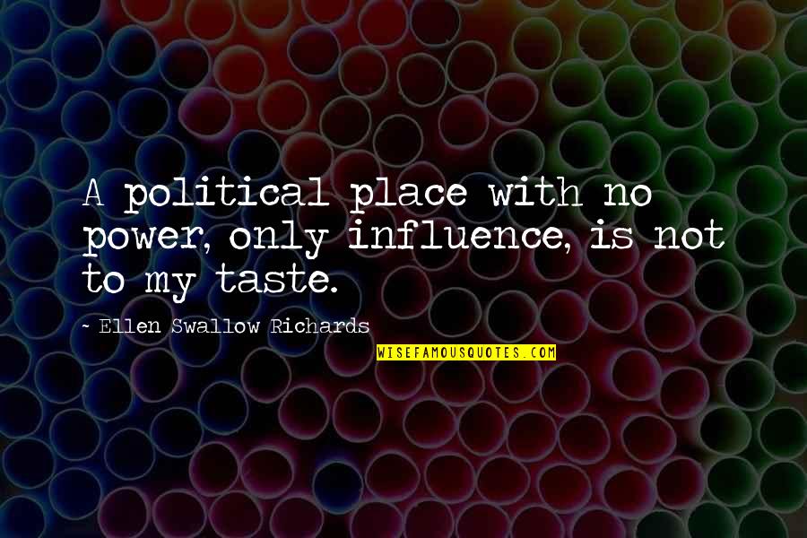 Power To Influence Quotes By Ellen Swallow Richards: A political place with no power, only influence,