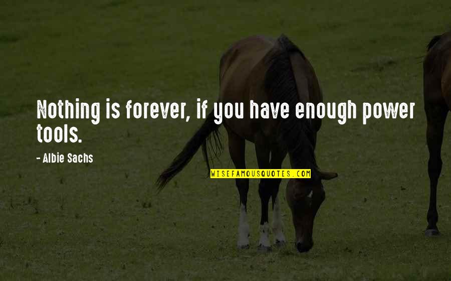 Power Tools Quotes By Albie Sachs: Nothing is forever, if you have enough power