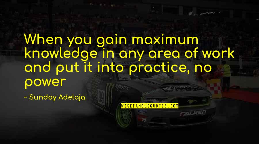 Power Work Quotes By Sunday Adelaja: When you gain maximum knowledge in any area Power Work Quotes By Sunday Adelaja: When you gain maximum knowledge in any area