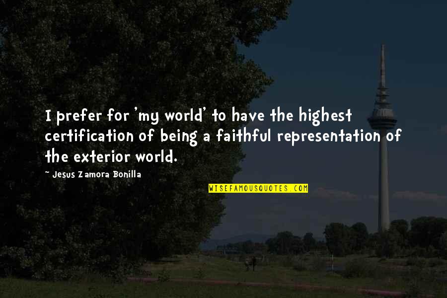 Powerful But Low Space Quotes By Jesus Zamora Bonilla: I prefer for 'my world' to have the