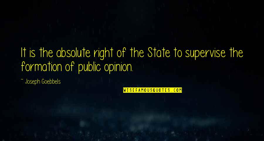 Powerful Cycling Quotes By Joseph Goebbels: It is the absolute right of the State