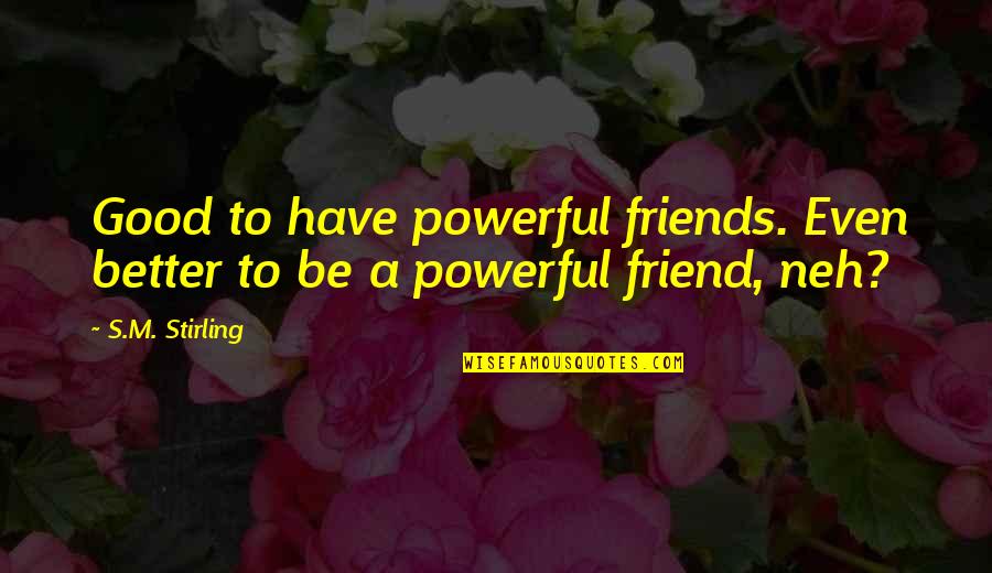 Powerful Friends Quotes By S.M. Stirling: Good to have powerful friends. Even better to