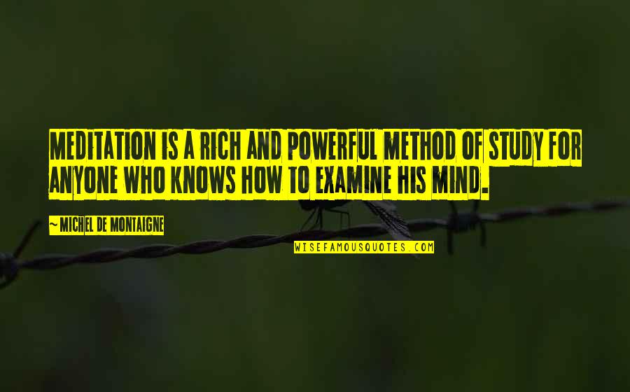 Powerful Mind Quotes By Michel De Montaigne: Meditation is a rich and powerful method of Powerful Mind Quotes By Michel De Montaigne: Meditation is a rich and powerful method of