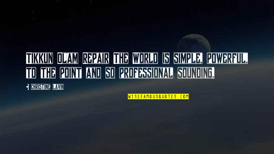 Powerful Professional Quotes By Christine Lavin: Tikkun Olam Repair The World is simple, powerful,