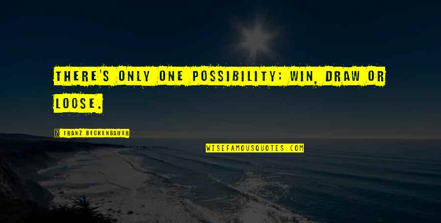 Powiedz Ze Quotes By Franz Beckenbauer: There's only one possibility: win, draw or loose. Powiedz Ze Quotes By Franz Beckenbauer: There's only one possibility: win, draw or loose.