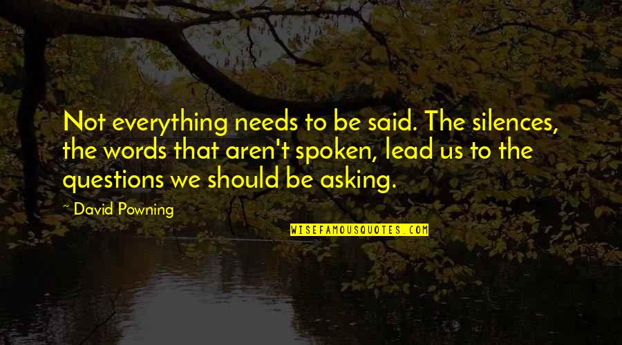 Powning It Quotes By David Powning: Not everything needs to be said. The silences, Powning It Quotes By David Powning: Not everything needs to be said. The silences,