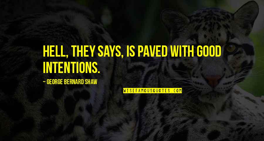 Pox Party Quotes By George Bernard Shaw: Hell, they says, is paved with good intentions.