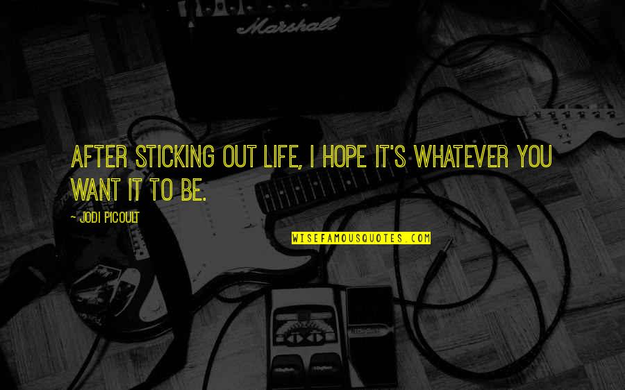 Poznal Translate Quotes By Jodi Picoult: After sticking out life, I hope it's whatever