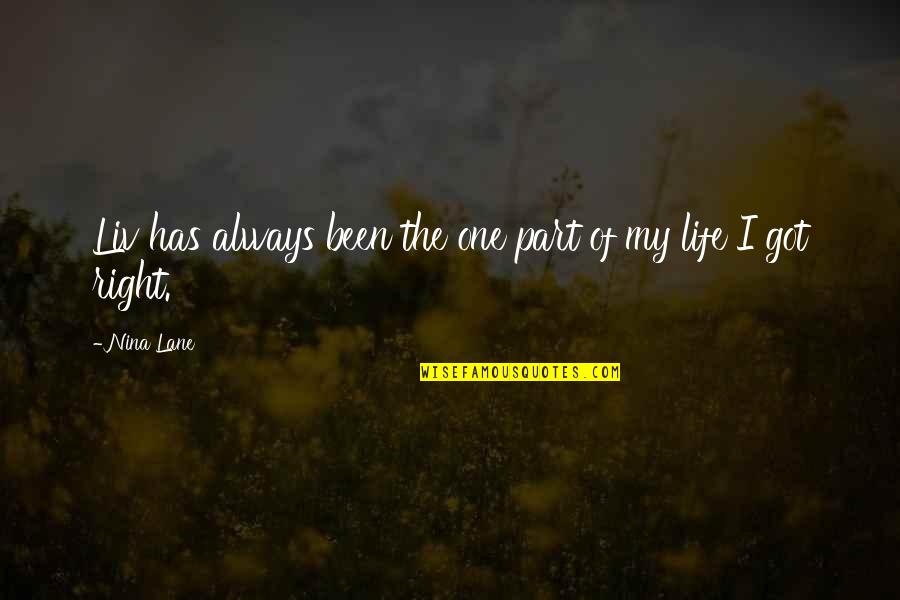 Pr Cina Elektrick Ho Proudu Quotes By Nina Lane: Liv has always been the one part of