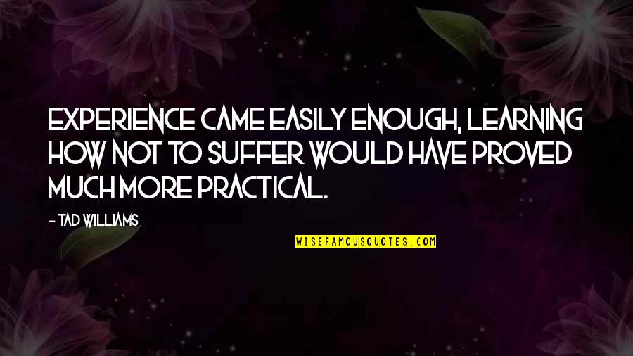 Practical Learning Quotes By Tad Williams: Experience came easily enough, learning how not to