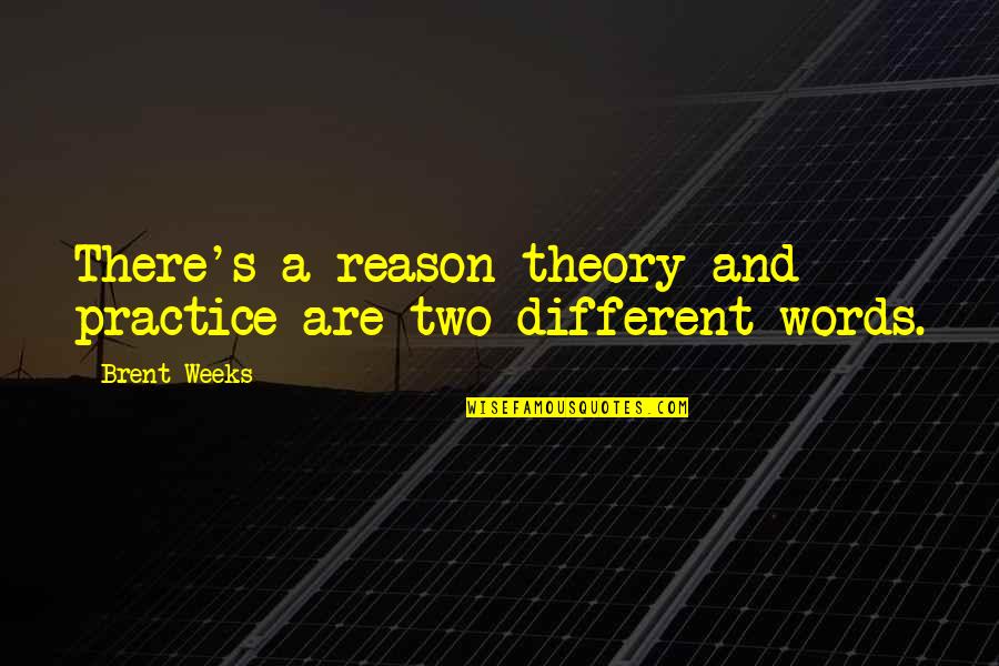 Practice And Theory Quotes By Brent Weeks: There's a reason theory and practice are two
