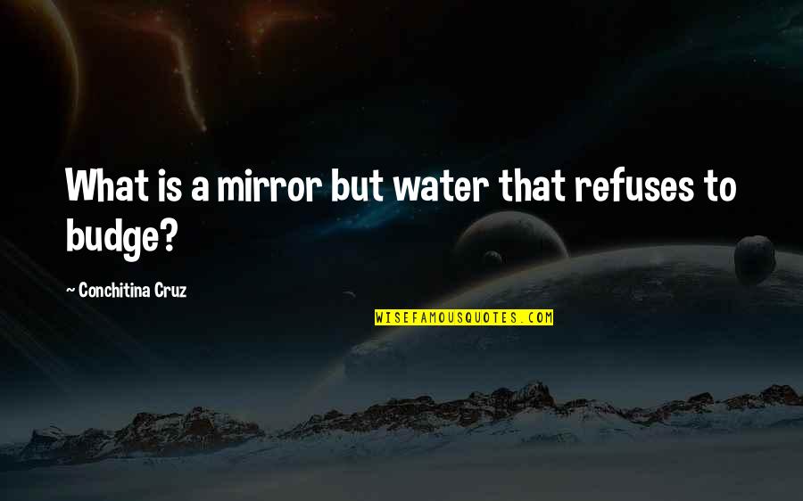 Prada Puppies Quotes By Conchitina Cruz: What is a mirror but water that refuses Prada Puppies Quotes By Conchitina Cruz: What is a mirror but water that refuses