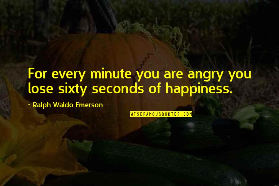 Praecedenti Quotes By Ralph Waldo Emerson: For every minute you are angry you lose