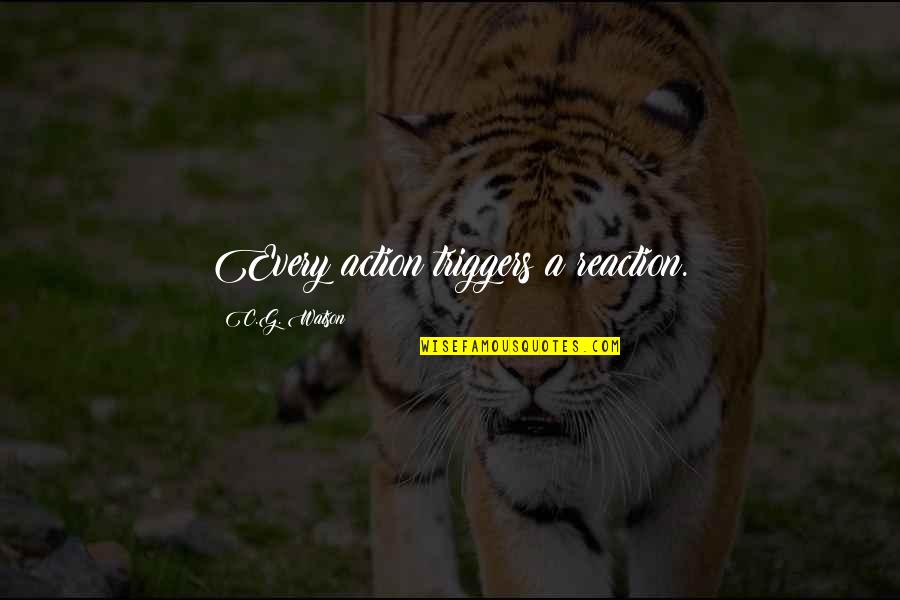 Pragathi Scholarship Quotes By C.G. Watson: Every action triggers a reaction.