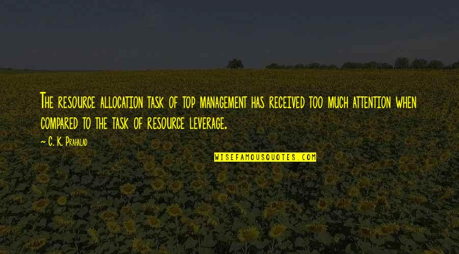 Prahalad Quotes By C. K. Prahalad: The resource allocation task of top management has
