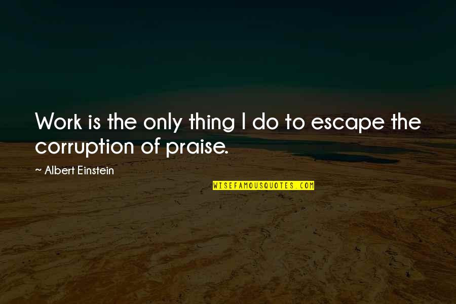 Praise At Work Quotes By Albert Einstein: Work is the only thing I do to