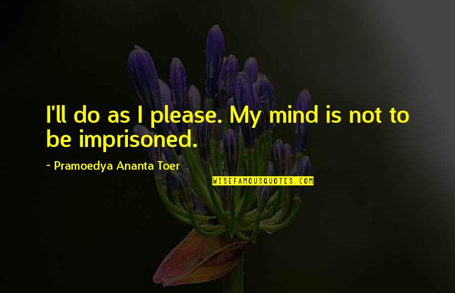 Pramoedya Ananta Quotes By Pramoedya Ananta Toer: I'll do as I please. My mind is