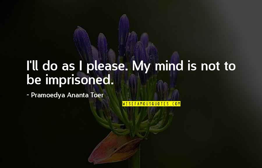 Pramoedya Quotes By Pramoedya Ananta Toer: I'll do as I please. My mind is