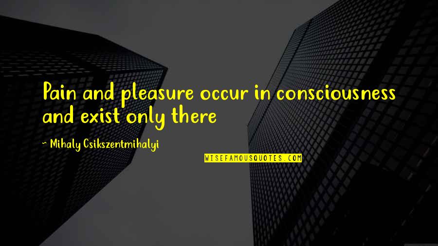 P'raps Quotes By Mihaly Csikszentmihalyi: Pain and pleasure occur in consciousness and exist P'raps Quotes By Mihaly Csikszentmihalyi: Pain and pleasure occur in consciousness and exist
