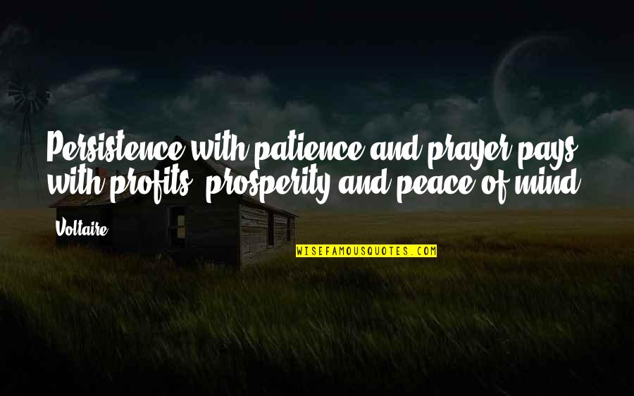 Prayer Peace Quotes By Voltaire: Persistence with patience and prayer pays with profits,