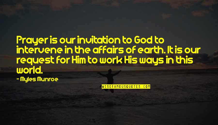 Prayer Work Quotes By Myles Munroe: Prayer is our invitation to God to intervene Prayer Work Quotes By Myles Munroe: Prayer is our invitation to God to intervene