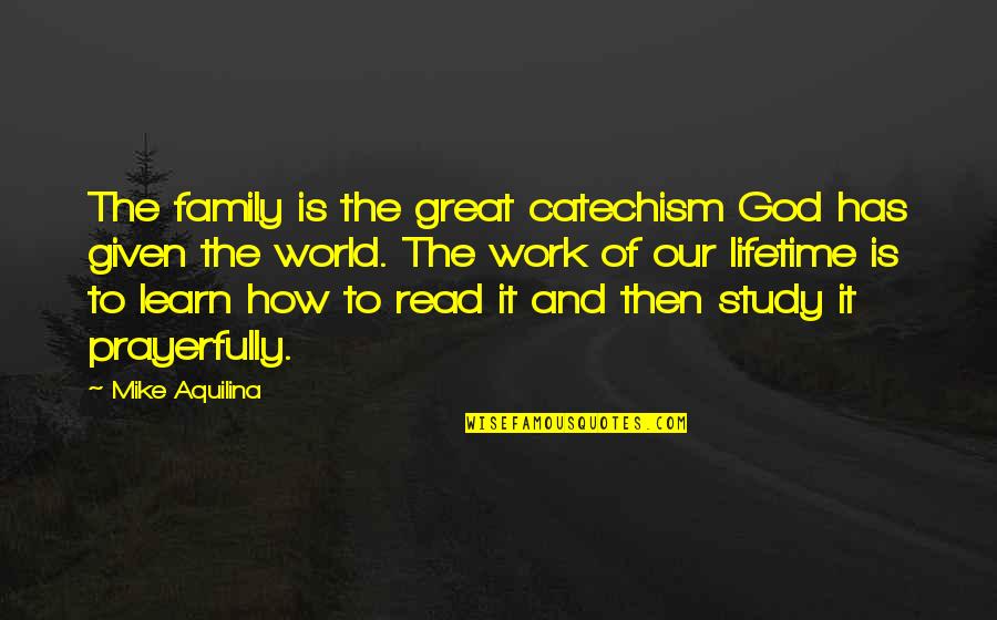 Prayerfully Quotes By Mike Aquilina: The family is the great catechism God has
