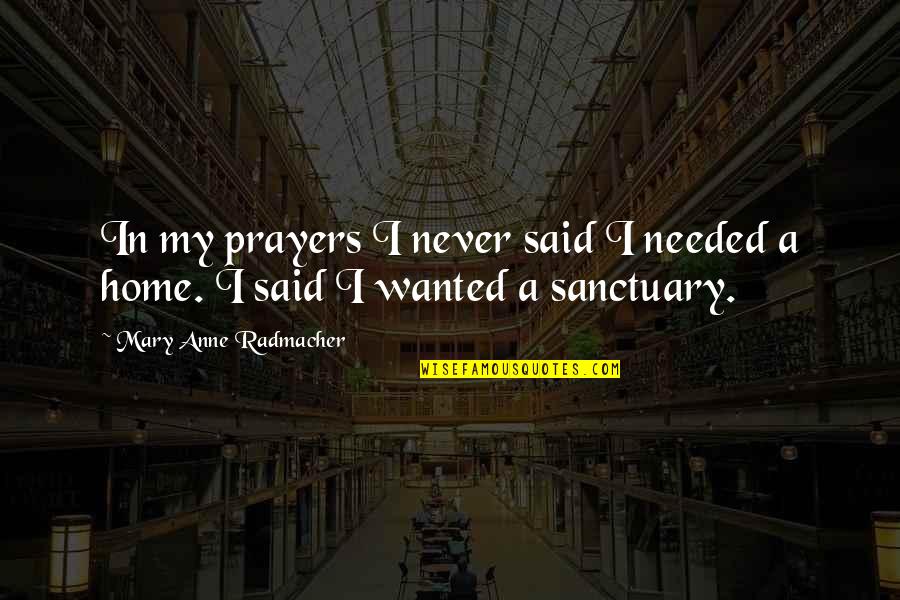 Prayers Needed Quotes By Mary Anne Radmacher: In my prayers I never said I needed