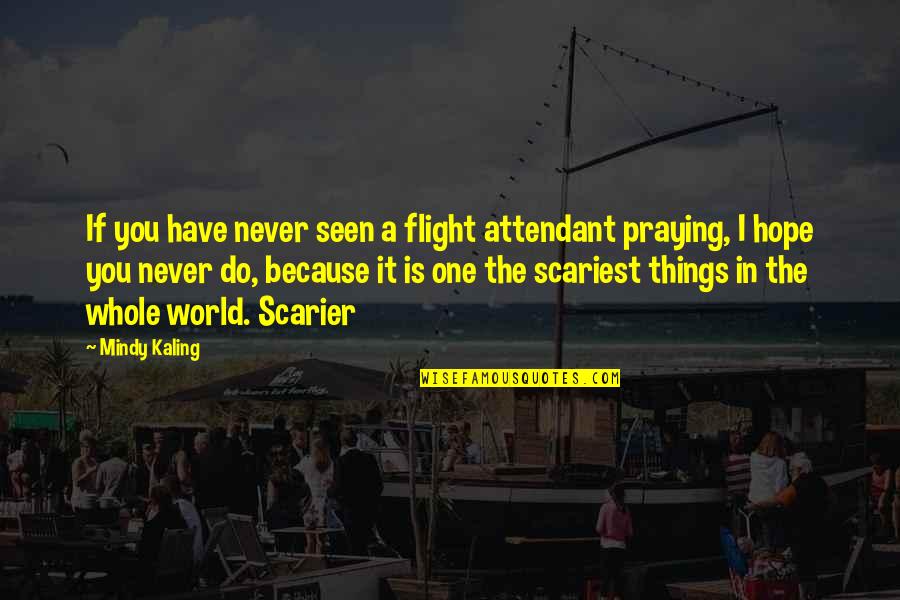 Praying For The World Quotes By Mindy Kaling: If you have never seen a flight attendant