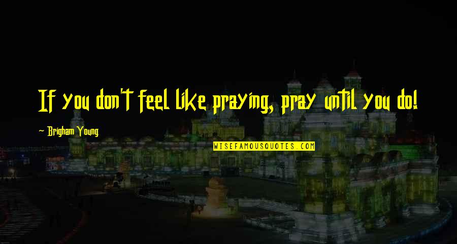 Pray'rs Quotes By Brigham Young: If you don't feel like praying, pray until