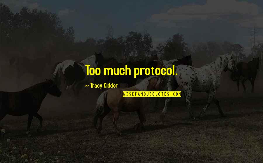 Praytor Mary Quotes By Tracy Kidder: Too much protocol.