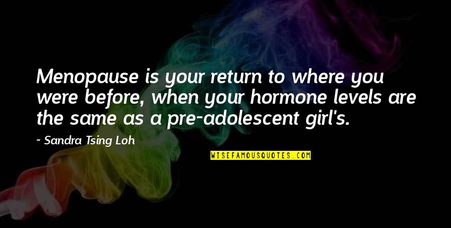 Pre-adolescent Quotes By Sandra Tsing Loh: Menopause is your return to where you were