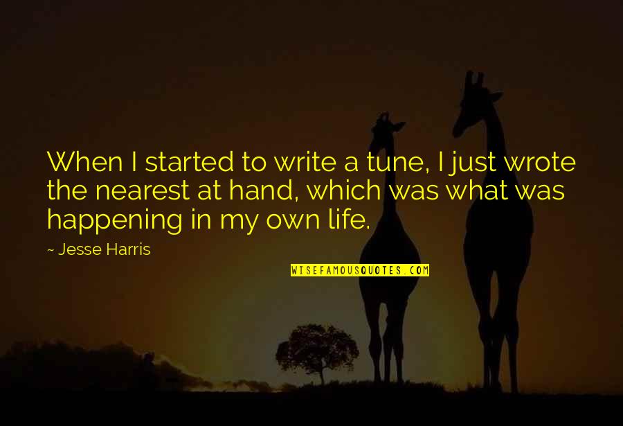 Pre Battle Quotes By Jesse Harris: When I started to write a tune, I