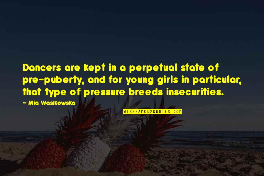 Pre Puberty Quotes By Mia Wasikowska: Dancers are kept in a perpetual state of Pre Puberty Quotes By Mia Wasikowska: Dancers are kept in a perpetual state of