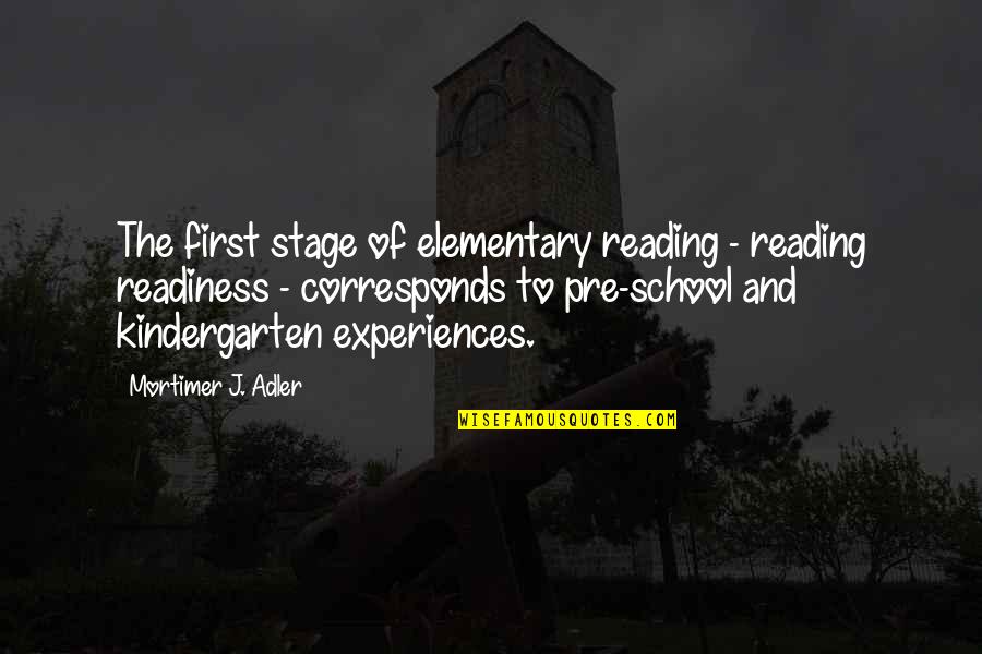 Pre Reading Quotes By Mortimer J. Adler: The first stage of elementary reading - reading