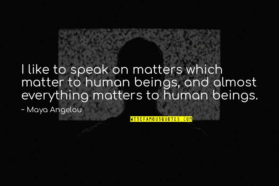 Pre Shot Quotes By Maya Angelou: I like to speak on matters which matter