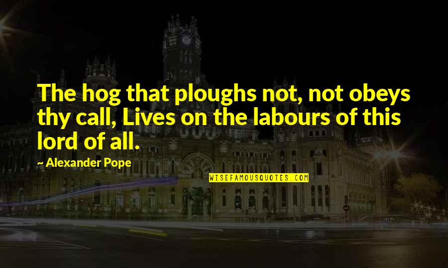 Preaching To The Choir Quotes By Alexander Pope: The hog that ploughs not, not obeys thy