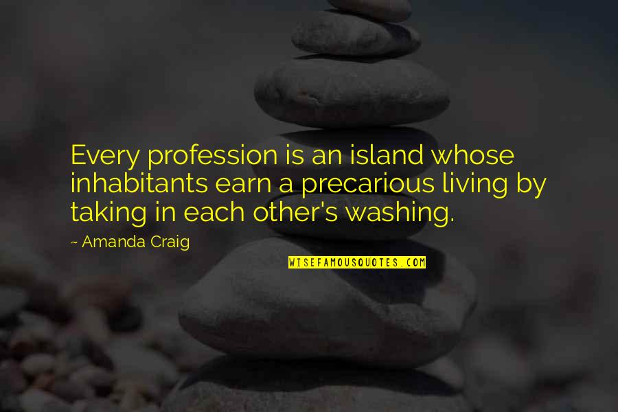 Precarious Quotes By Amanda Craig: Every profession is an island whose inhabitants earn