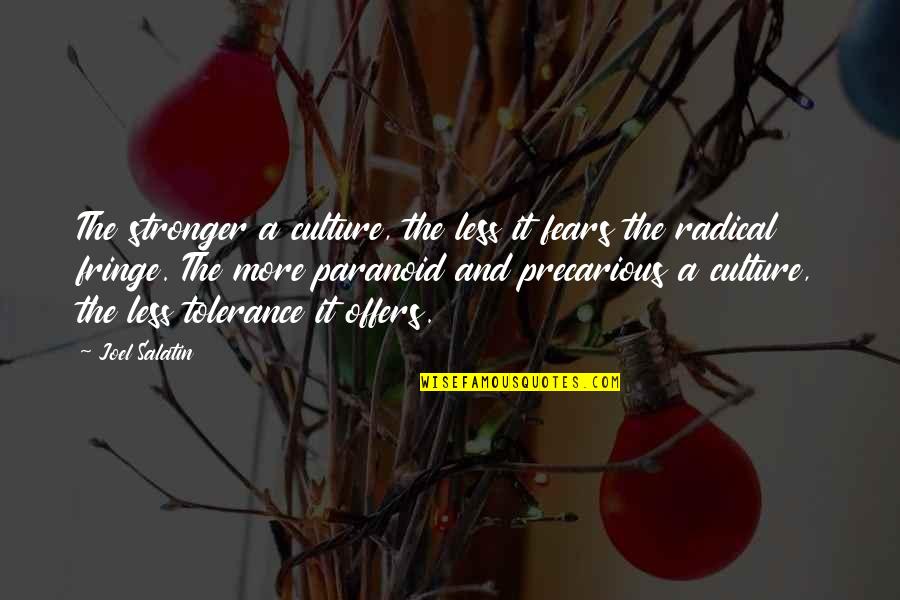 Precarious Quotes By Joel Salatin: The stronger a culture, the less it fears