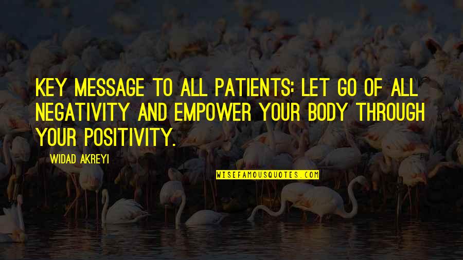 Precautionary Measure Quotes By Widad Akreyi: Key message to all patients: Let go of