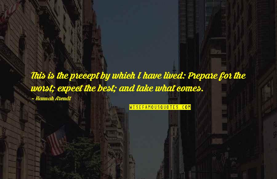 Precept Quotes By Hannah Arendt: This is the precept by which I have