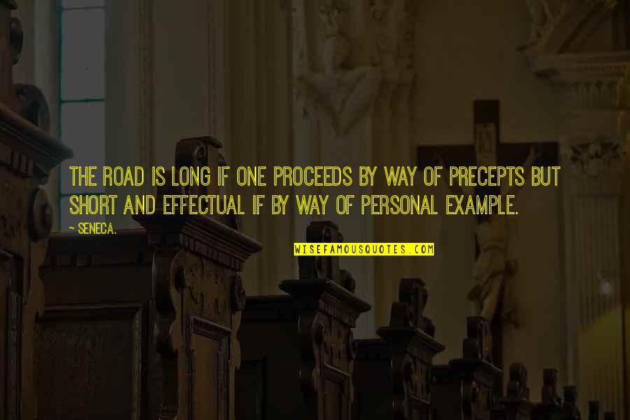 Precepts Quotes By Seneca.: The road is long if one proceeds by