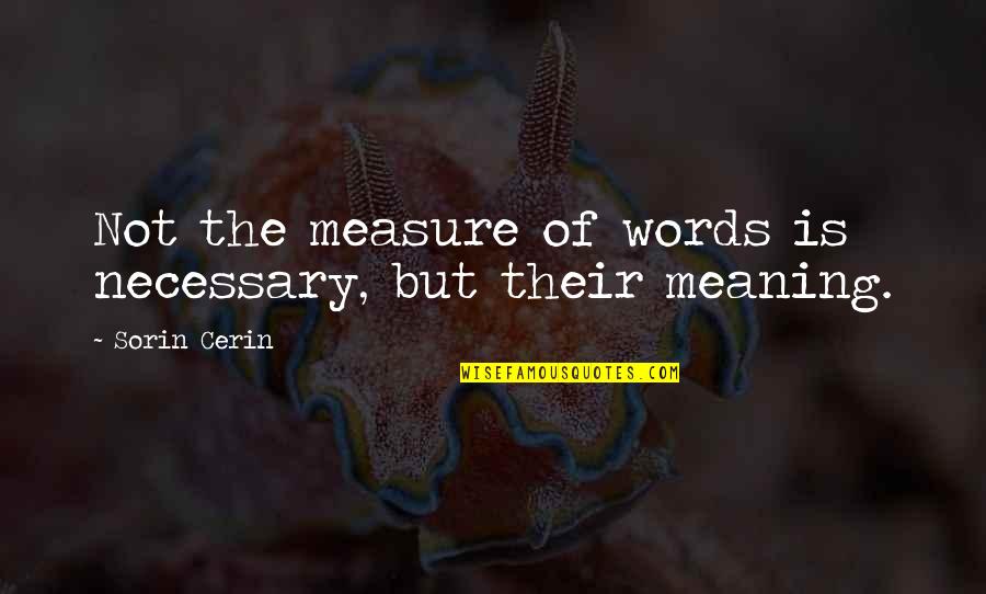 Precheur Mali Quotes By Sorin Cerin: Not the measure of words is necessary, but