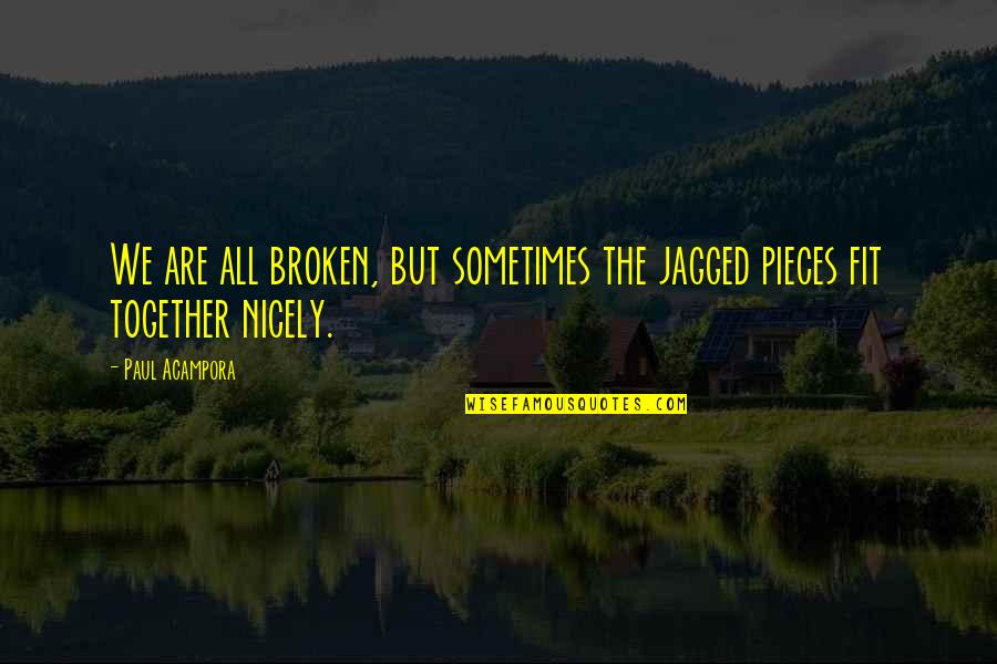 Precious Metals Quotes By Paul Acampora: We are all broken, but sometimes the jagged Precious Metals Quotes By Paul Acampora: We are all broken, but sometimes the jagged