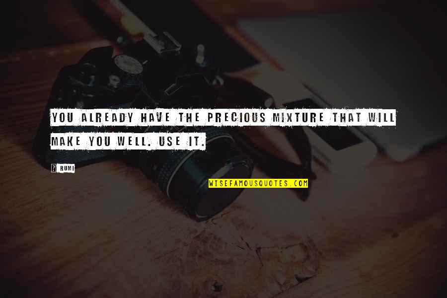 Precious You Quotes By Rumi: You already have the precious mixture that will